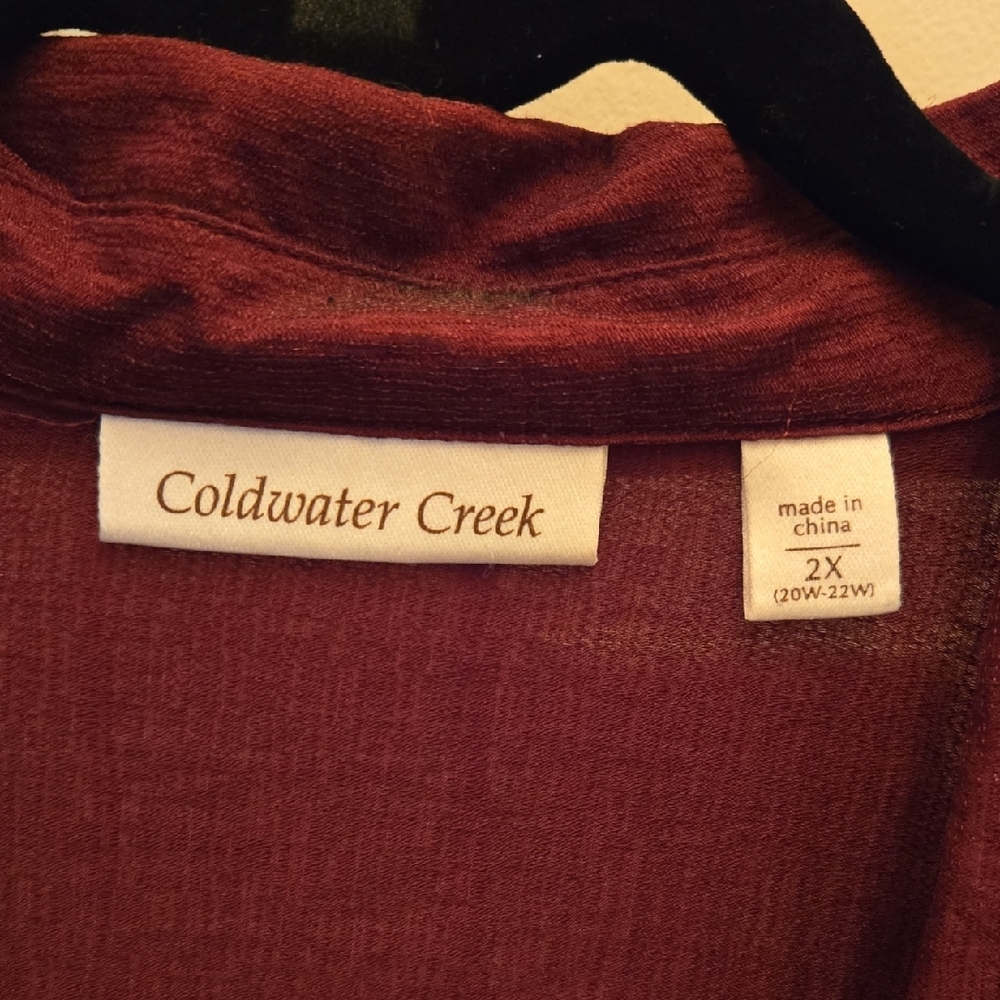 Coldwater Creek Burgundy Button-Down Shirt - Picture 4 of 9